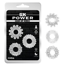 GK Power Lot de 3 Cockrings souples GEAR UP Transparents